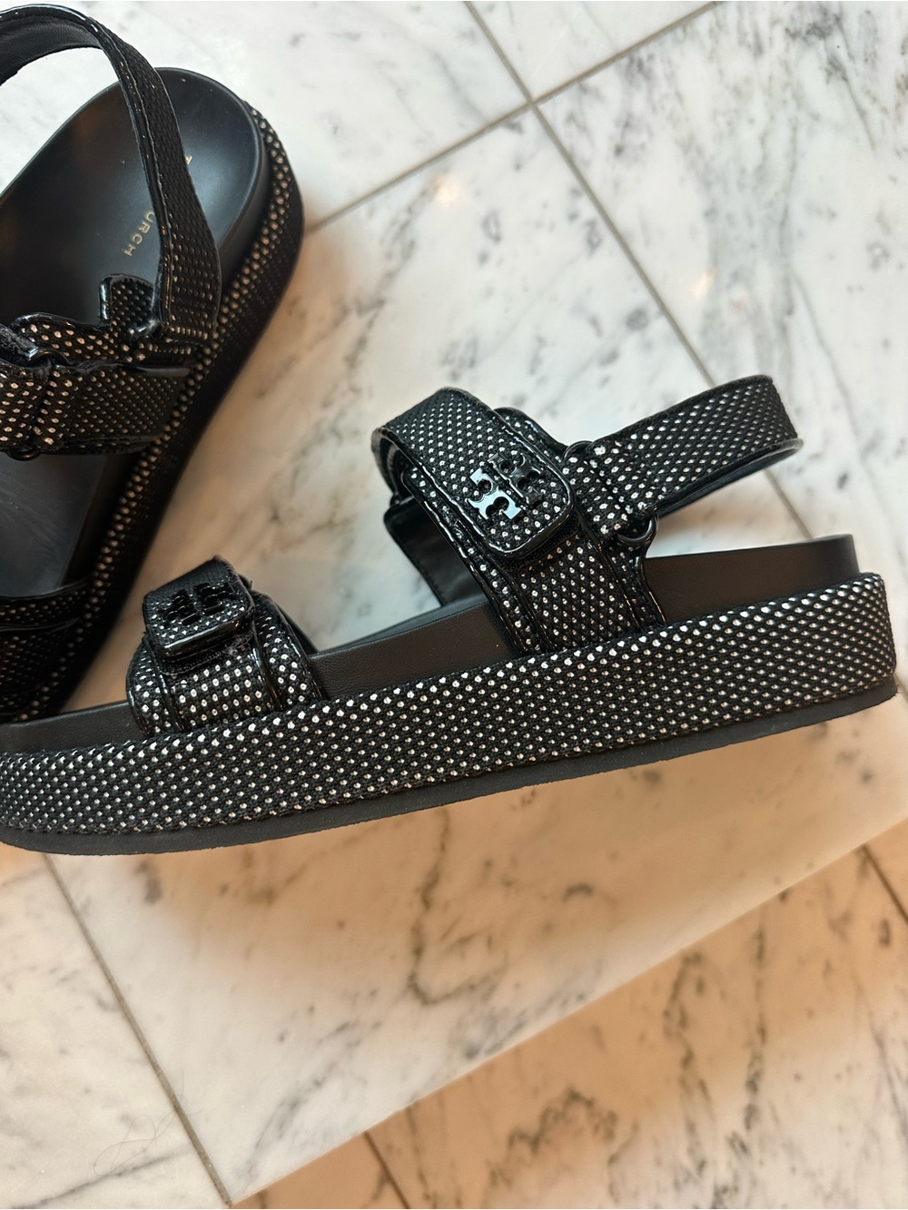 Tory Burch Black Studded Double-Strap Sport Sandals - Picture 2 of 4